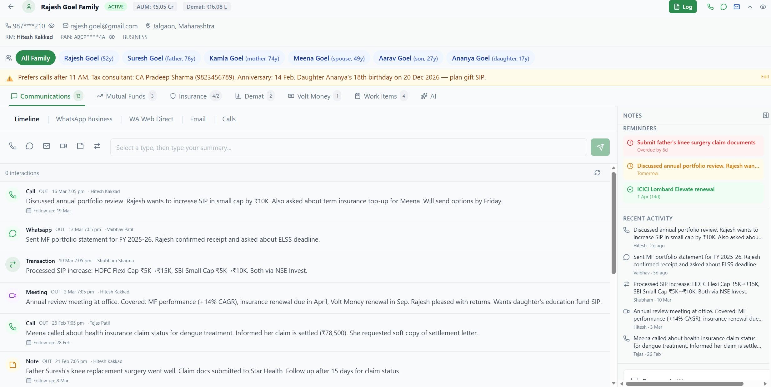 360 Degree Client Timeline